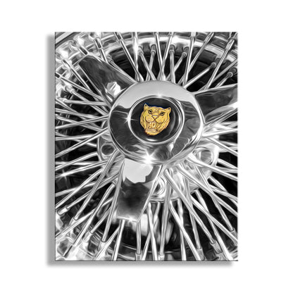 Jaguar Car Wire Wheel Print as Automotive Wall Decor