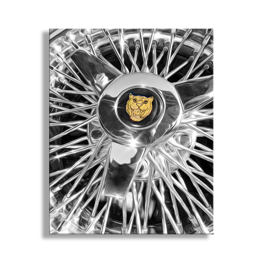 Jaguar Car Wire Wheel Print as Automotive Wall Decor