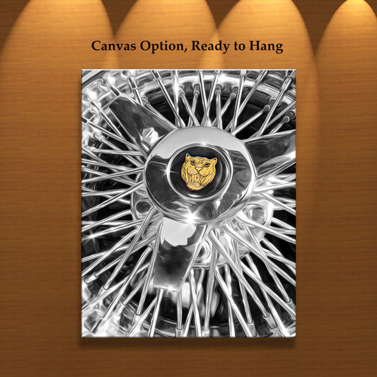 Jaguar Car Wire Wheel Print as Automotive Wall Decor