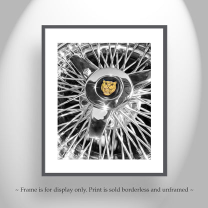 Jaguar Car Wire Wheel Print as Automotive Wall Decor