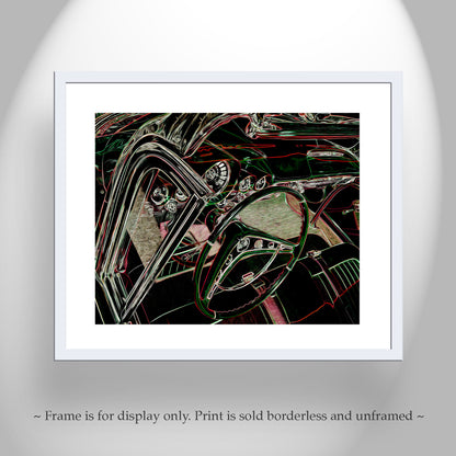 Chevy Impala Convertible Art Print as Abstract Mancave Wall Decor