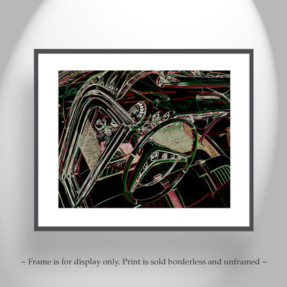 Chevy Impala Convertible Art Print as Abstract Mancave Wall Decor