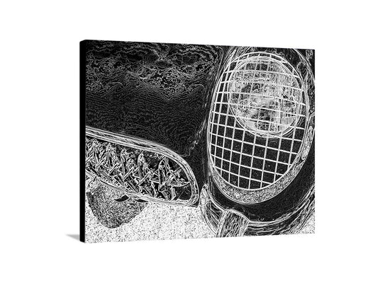 Corvette Black and White Wall Abstract Art Print as Man Cave Decor