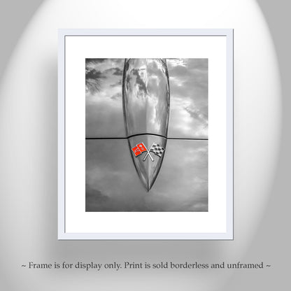 Corvette Picture in Black and White as Automobile Art for Home or Garage