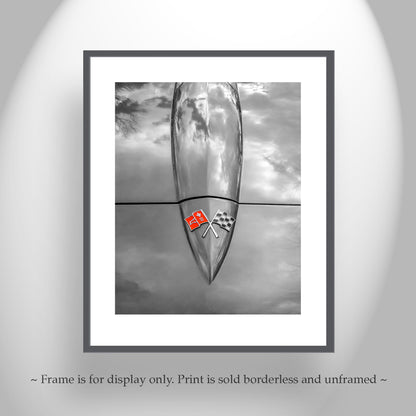 Corvette Picture in Black and White as Automobile Art for Home or Garage
