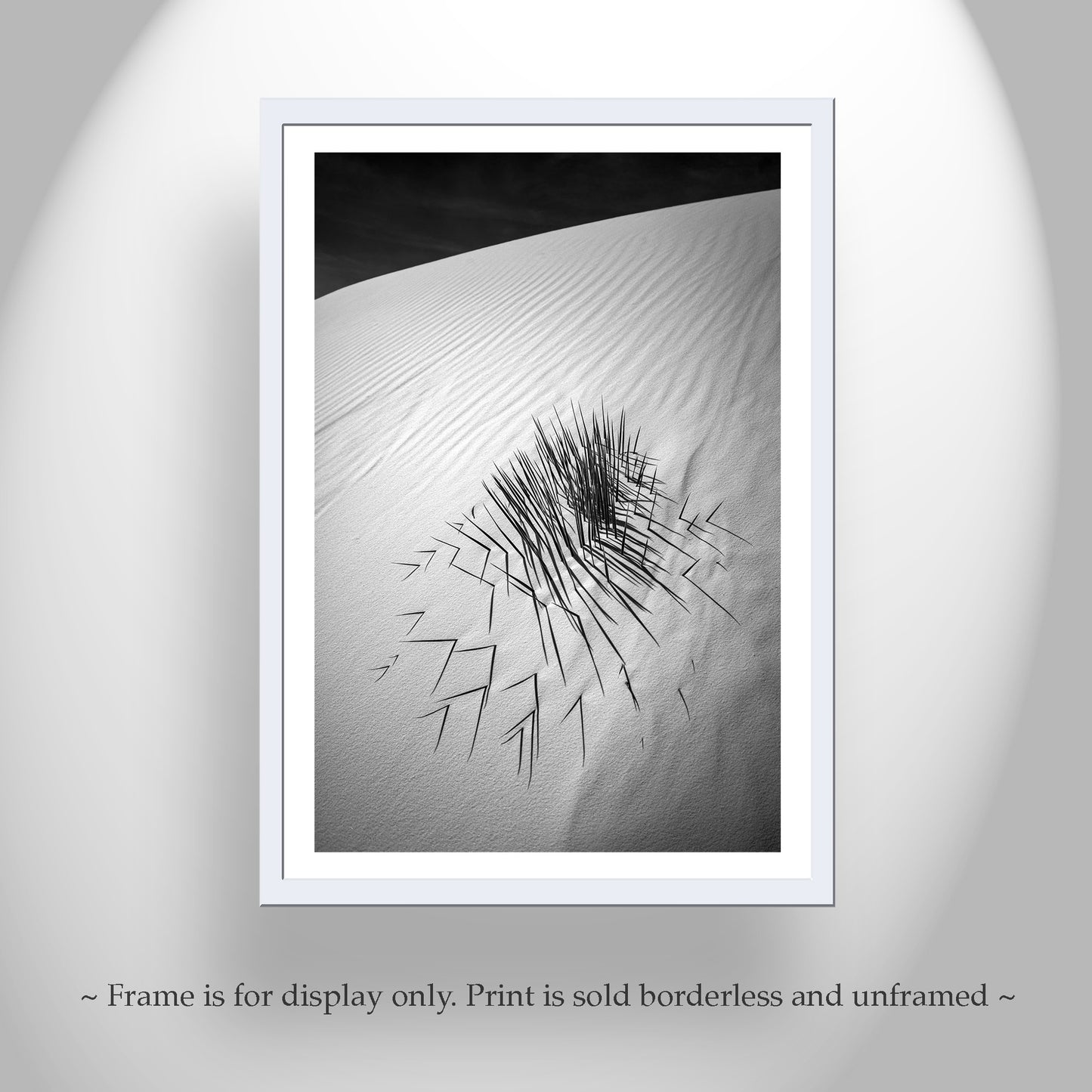 Minimalist Black and White Desert Sand Dune Print with Agave