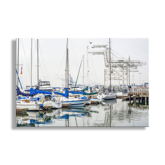 Oakland California Harbor Crane Art | Jack London Square Sailboat Wall Decor