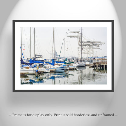 Oakland California Harbor Crane Art | Jack London Square Sailboat Wall Decor