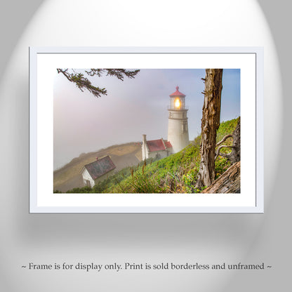 Heceta Head Oregon Lighthouse Photograph in Fog on West Coast