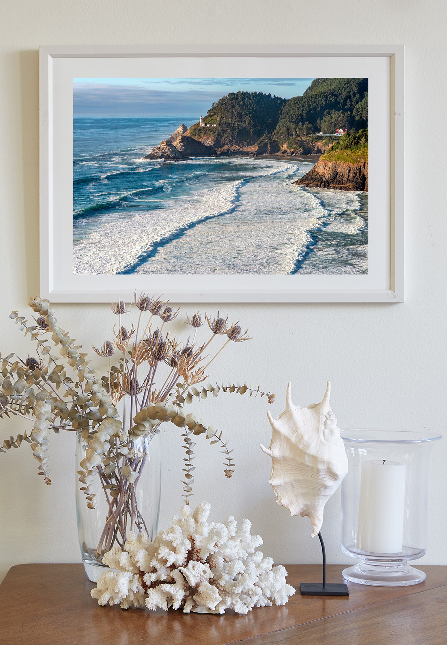 Heceta Head Lighthouse Art Print with Oregon Seacoast