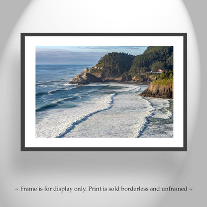 Heceta Head Lighthouse Art Print with Oregon Seacoast