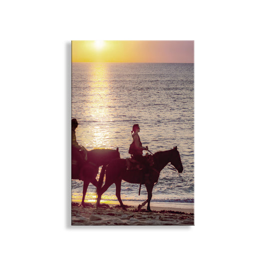 Horse Riding on Beach at Block Island | Ocean Sunset Artwork