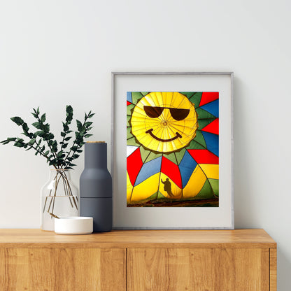Happy Face Art of Reno Nevada Hot Air Balloon as Whimsical Wall Decor Gift