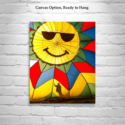 Happy Face Art of Reno Nevada Hot Air Balloon as Whimsical Wall Decor Gift
