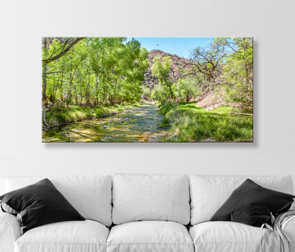 Arizona Desert Riparian River Water Landscape Photograph in Panorama