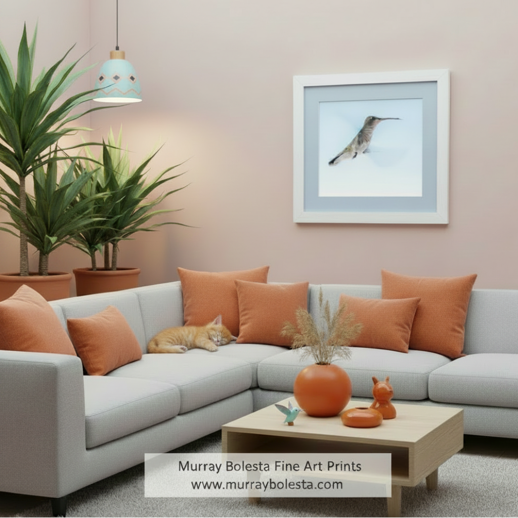 Hummingbird in Flight Art Photo - Avian Wall Decor for Home