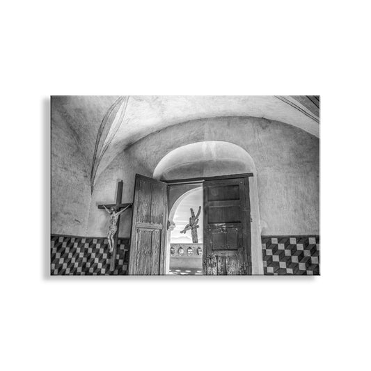Black and White Historic Church Art at San Xavier Mission Tucson