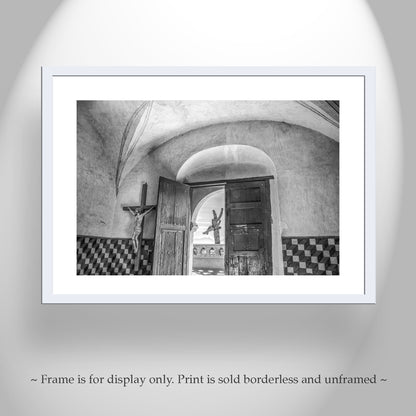 Black and White Historic Church Art at San Xavier Mission Tucson
