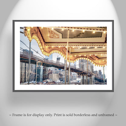 Janes Carousel and Brooklyn Bridge New York City Art Photography Print | NYC Gift Merry Go Round