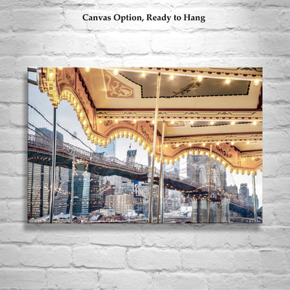 Janes Carousel and Brooklyn Bridge New York City Art Photography Print | NYC Gift Merry Go Round
