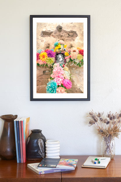 Floral Cross with Jesus | Hispanic Religious Art Print at Tumacacori Az