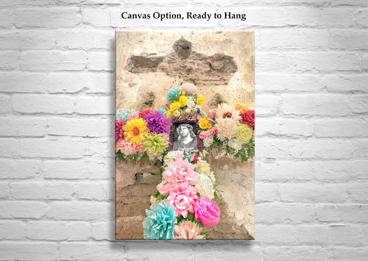 Floral Cross with Jesus | Hispanic Religious Art Print at Tumacacori Az