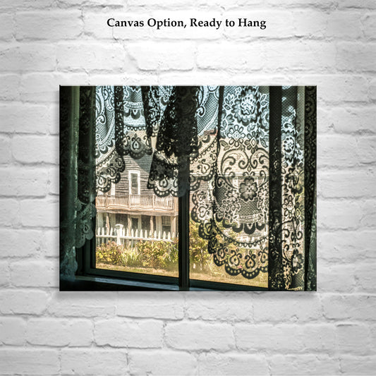 Block Island Cottage Surreal Lace Window Art Print