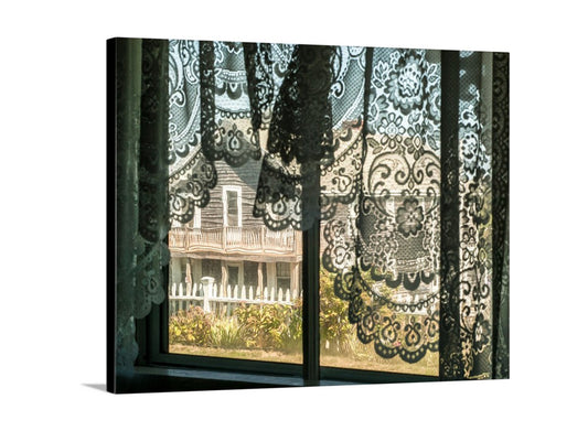 Block Island Cottage Surreal Lace Window Art Print