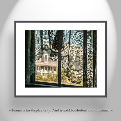 Block Island Cottage Surreal Lace Window Art Print