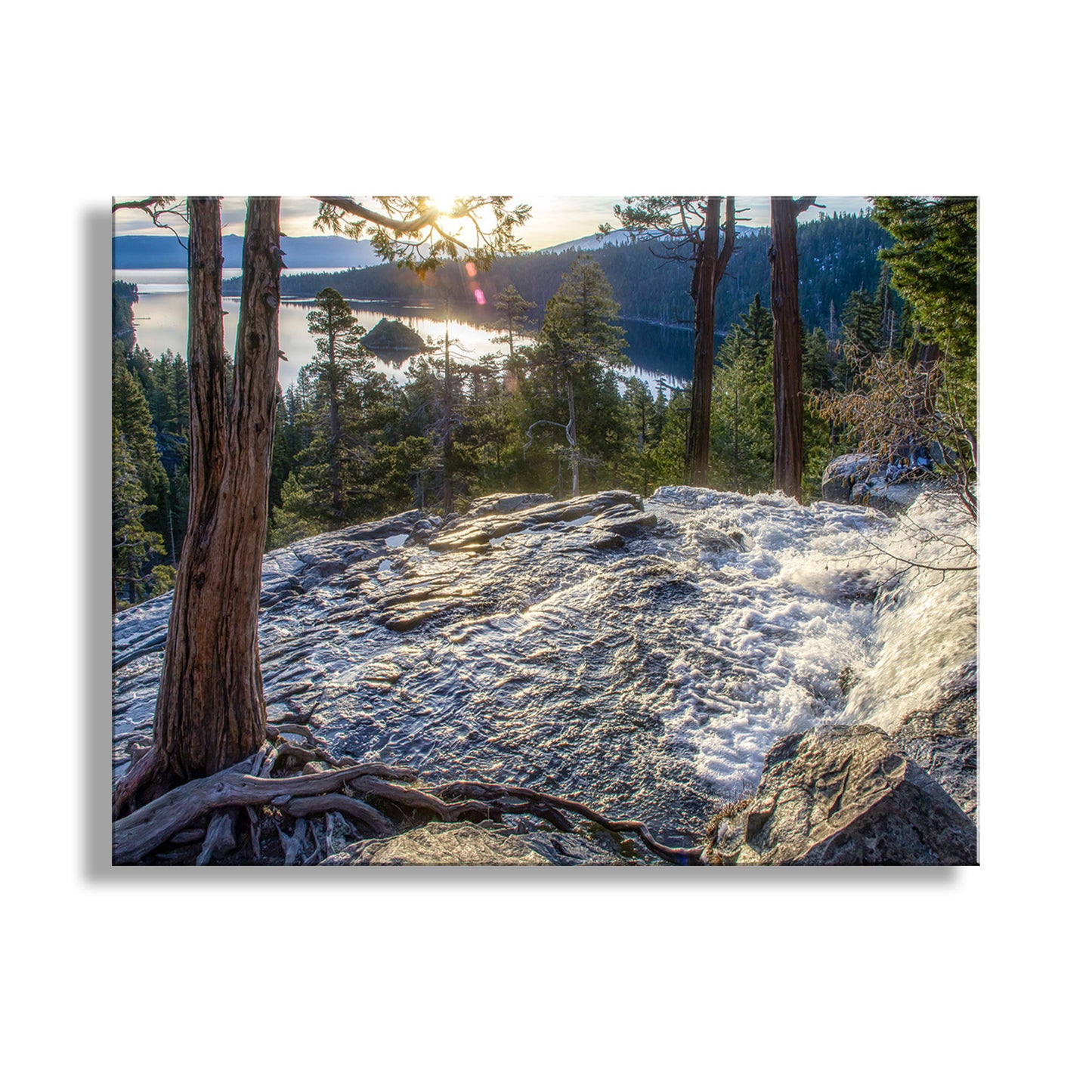 Sierra Mountain Tahoe Waterfall Art | Emerald Bay Sunrise Picture