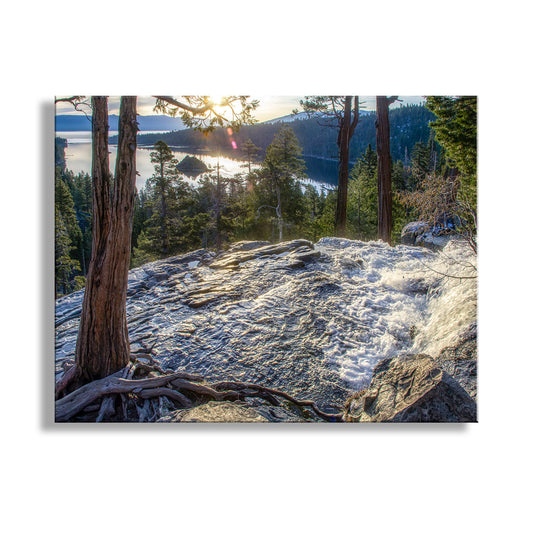 Sierra Mountain Tahoe Waterfall Art | Emerald Bay Sunrise Picture