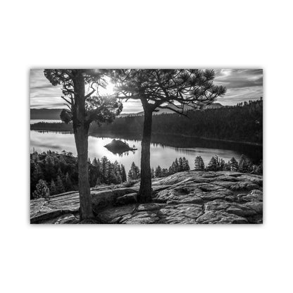 Black and White Lake Tahoe Photograph at Emerald Bay | Sierra Nevada Mountains Wall Art for Home or Office
