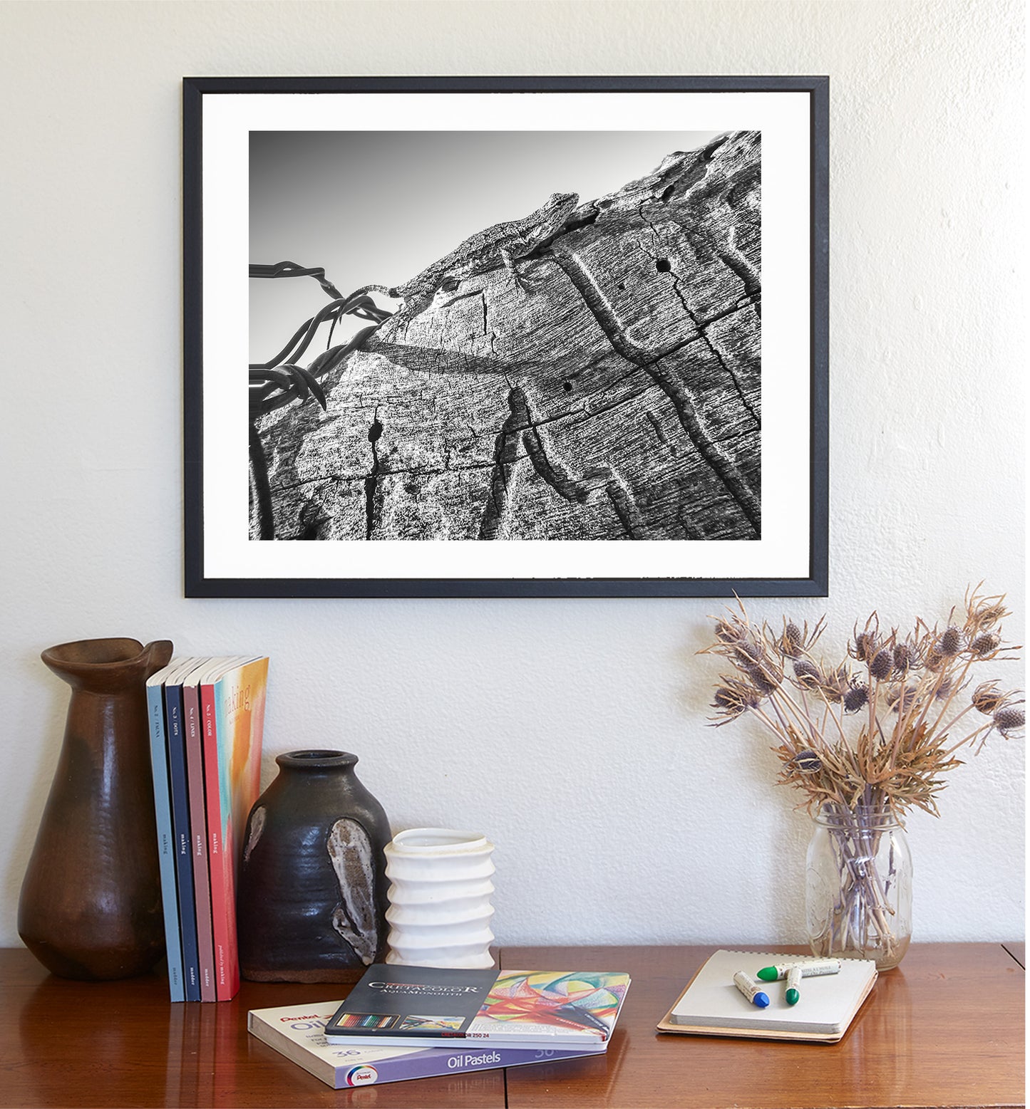 Western Fence Lizard Photograph in Black and White | Reptile Art