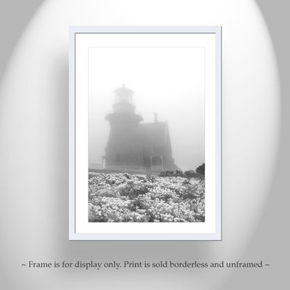 Block Island Lighthouse Black and White Art for Home on Stretched Canvas or Photo Print