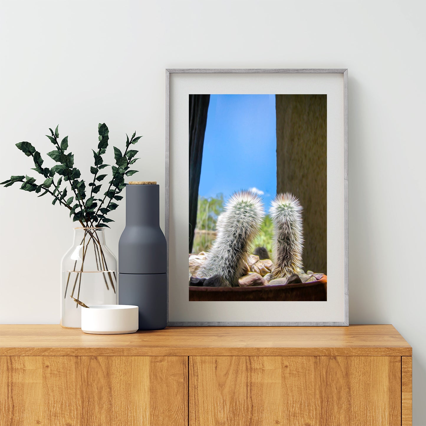 Tiny Cactus Photograph as Southwestern Wall Decor