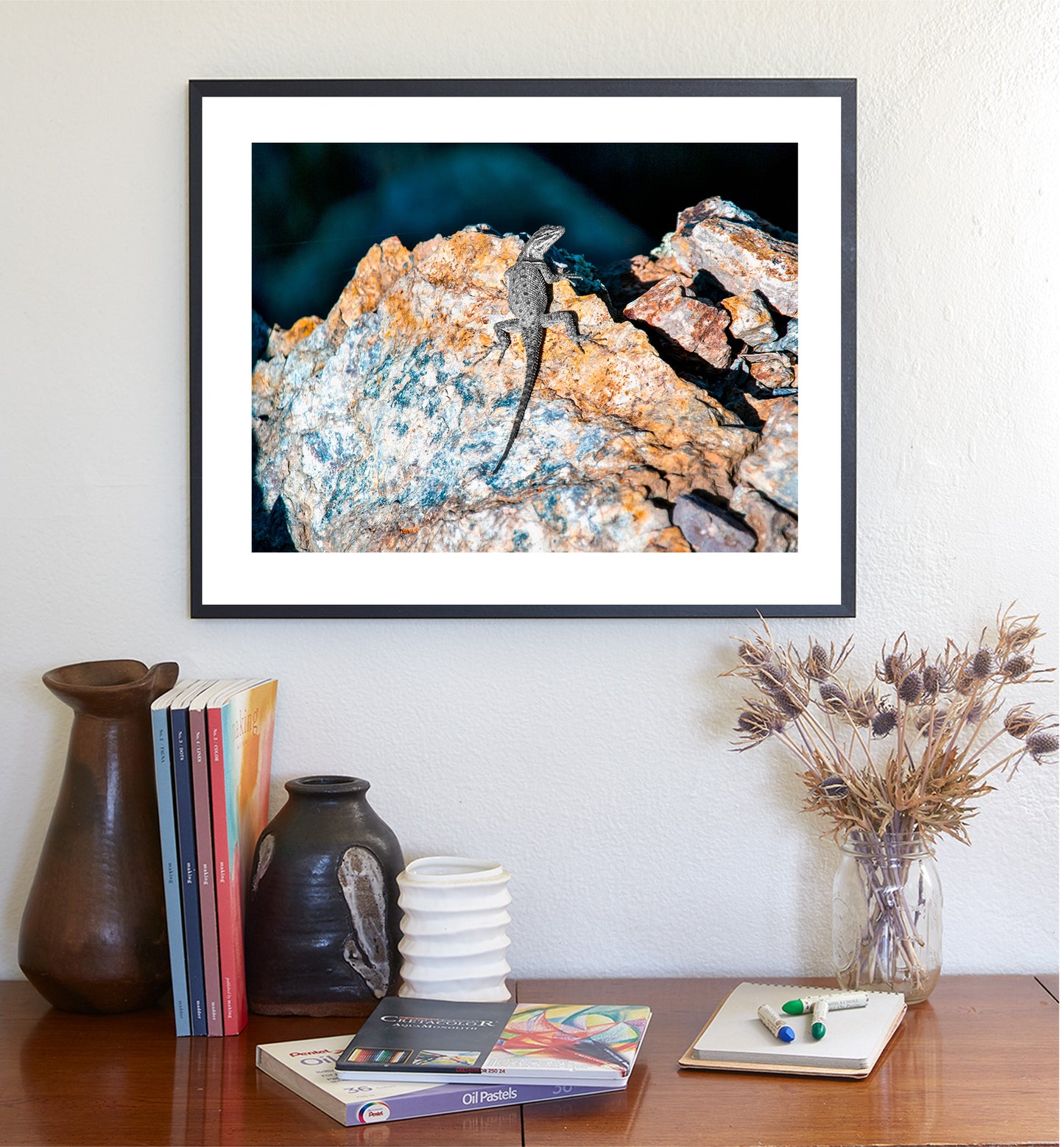 Lizard on Desert Mountain Rocks as Reptile Wildlife Photography