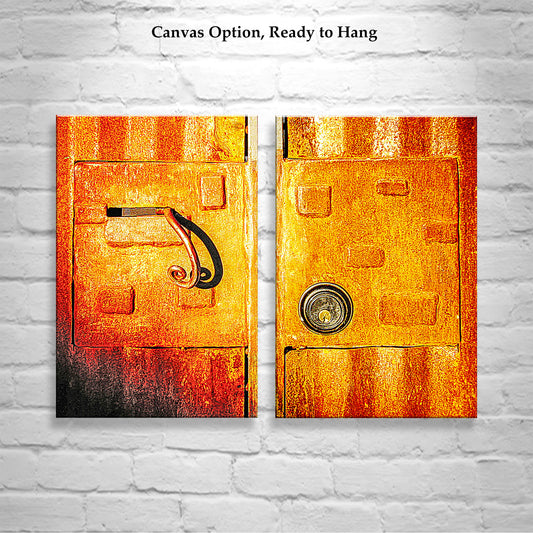 Steampunk Industrial Art with Lock & Latch | Matched Set of 2 Prints