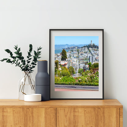 San Francisco Lombard Street Art Print with Coit Tower and Telegraph Hill