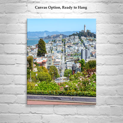 San Francisco Lombard Street Art Print with Coit Tower and Telegraph Hill