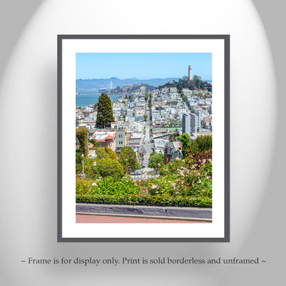 San Francisco Lombard Street Art Print with Coit Tower and Telegraph Hill
