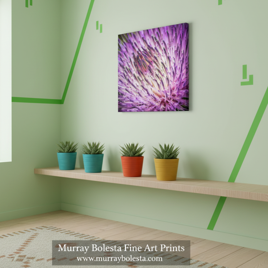 Thistle Flower Wall Decor Print as Wild Desert Botanical Art by Murray Bolesta