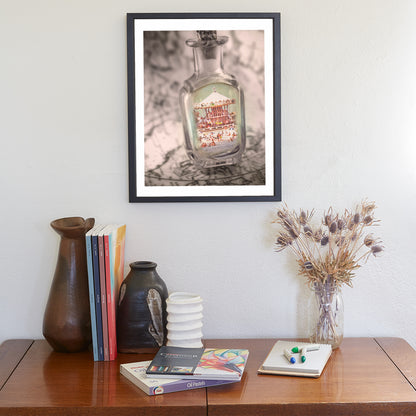 Lacanau France Beach Carousel as Dreamy Art in a Magic Bottle