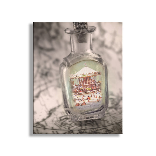 Lacanau France Beach Carousel as Dreamy Art in a Magic Bottle