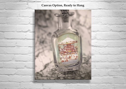 Lacanau France Beach Carousel as Dreamy Art in a Magic Bottle