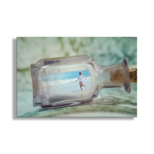 French Beach Fantasy Art Print with Girl on Beach