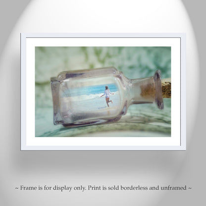 French Beach Fantasy Art Print with Girl on Beach