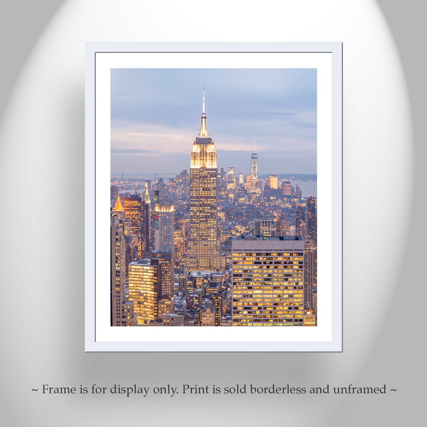New York City Skyline Empire State Building at Dusk | Vertical Wall Art