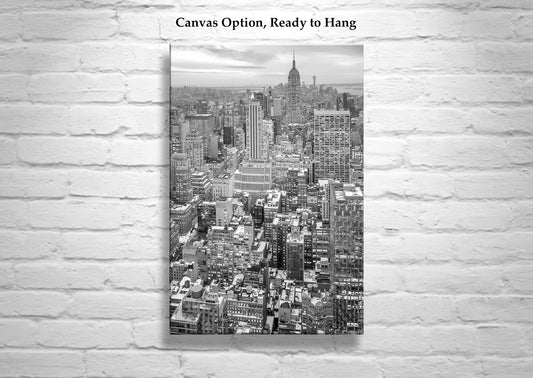 New York City Empire State Building Black & White Photograph in Winter