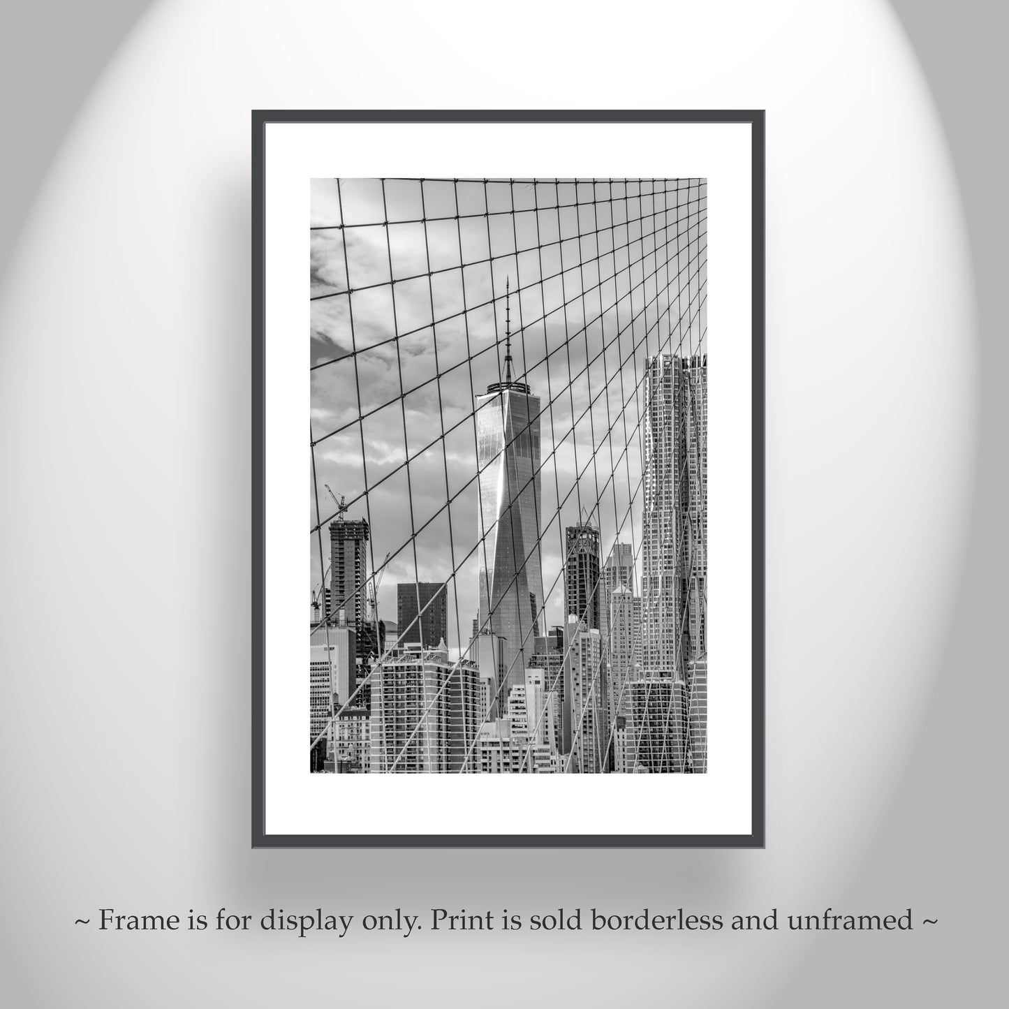 Brooklyn Bridge & World Trade Center New York Art Print in Black & White