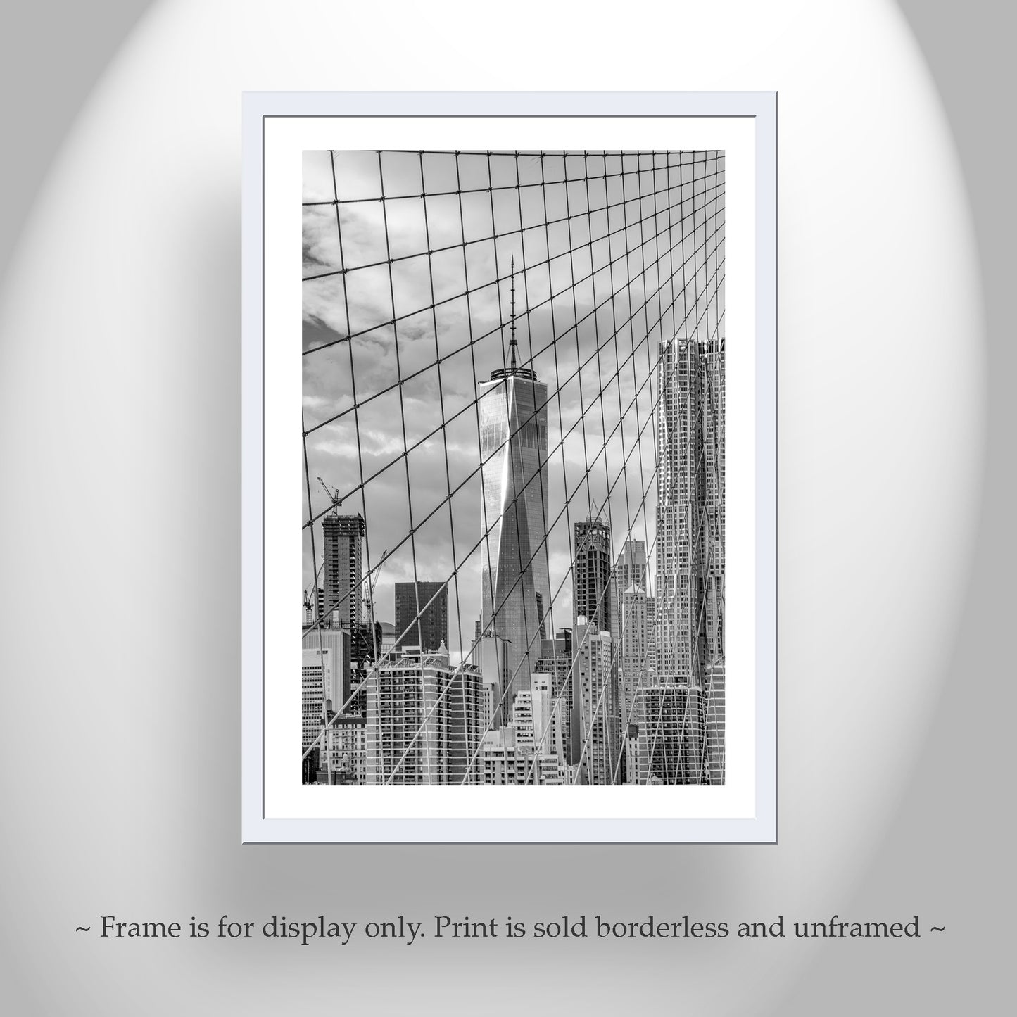 Brooklyn Bridge & World Trade Center New York Art Print in Black & White